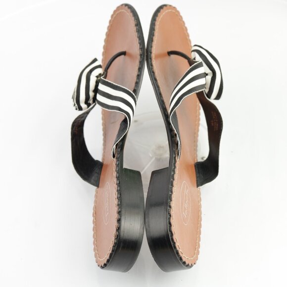 Talbots Womens Sandals Size 9 Black White Crossgrain Ribbon Thong Flip Flops - Picture 8 of 13